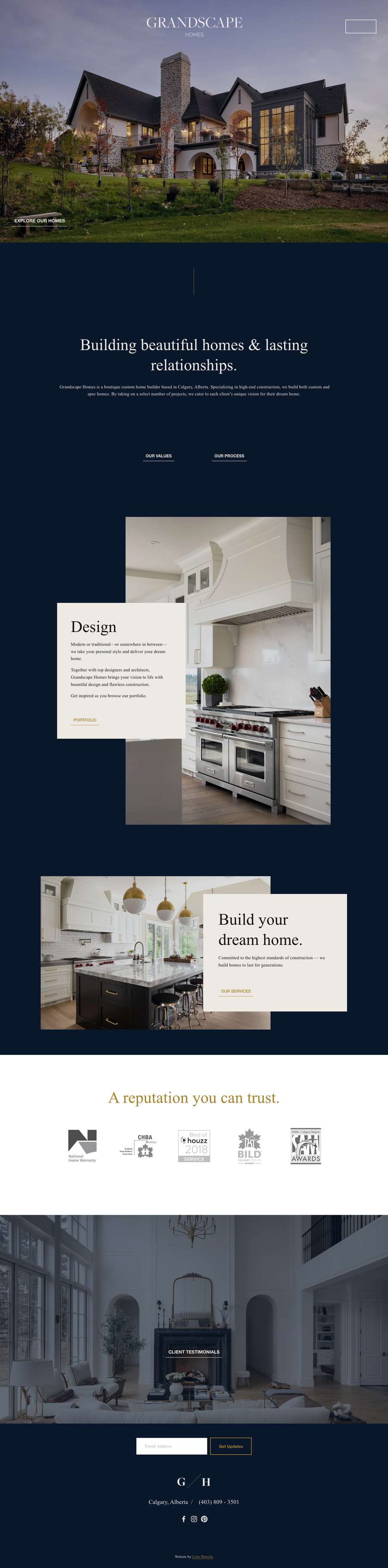Real premium homebuilders website design