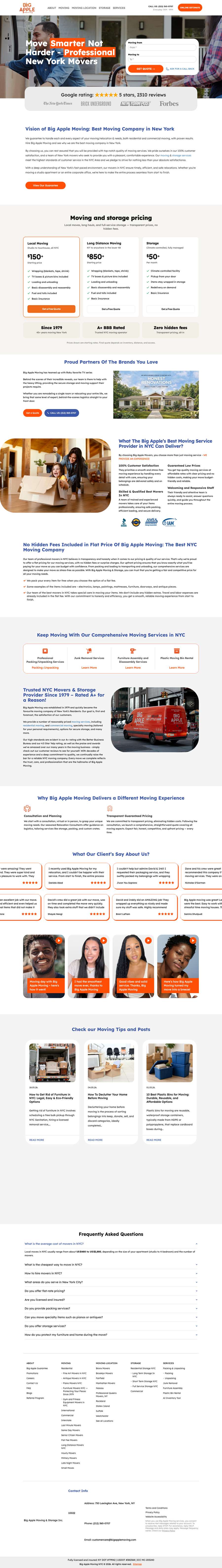 Real premium movers website design