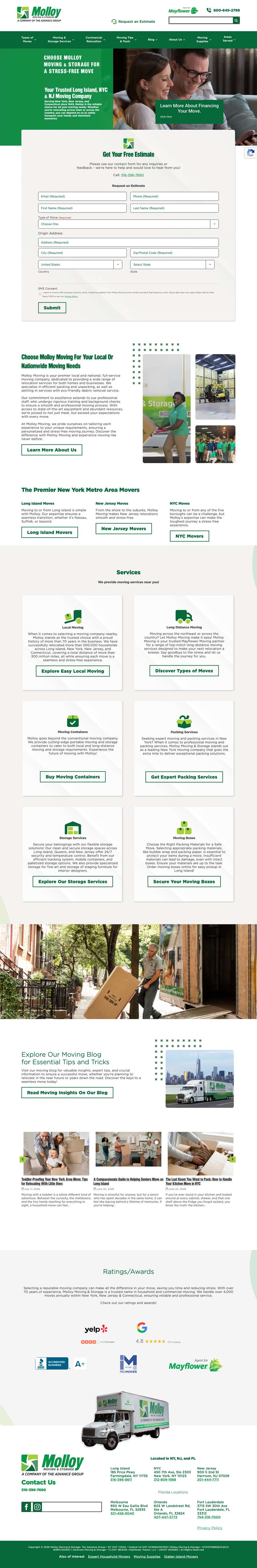 Real premium movers website design