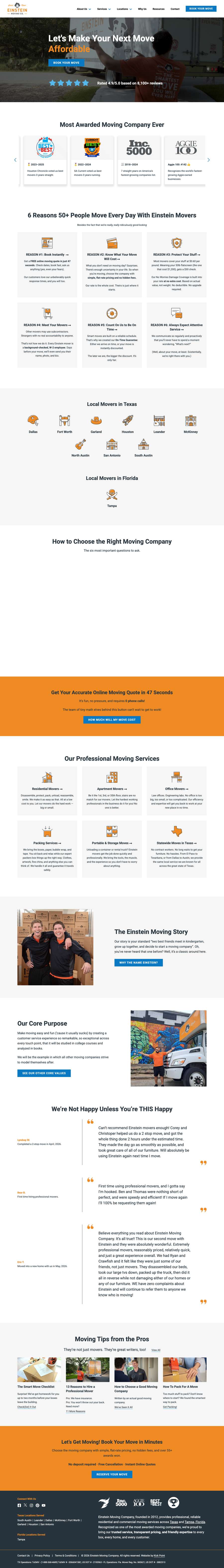 Real premium movers website design