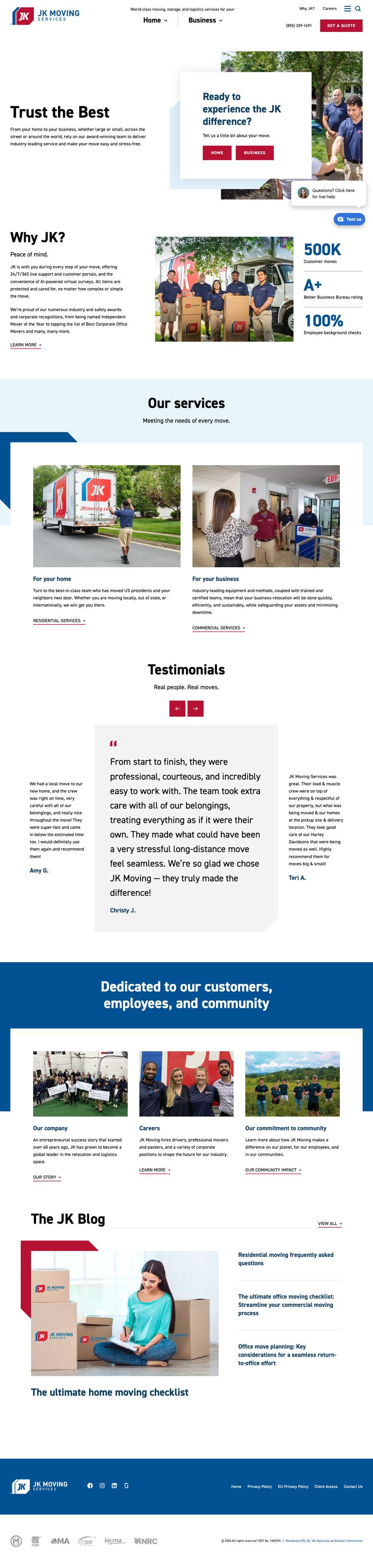 Real premium movers website design