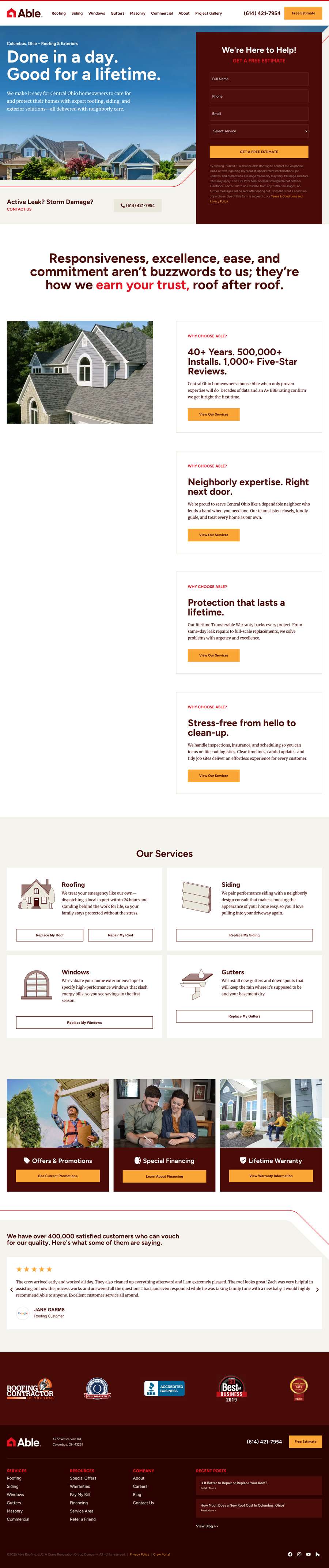 Real premium roofers website design